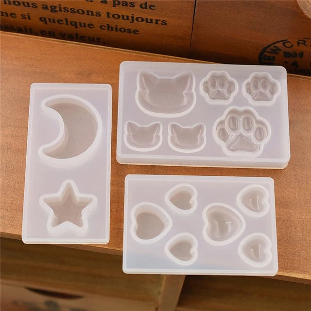 

DIY cat bear paw love heart star moon silicone mold Jewelry silicone pendant mold resin jewelry molds epoksi kalip, Transparent white