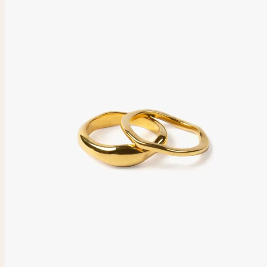 

New Design Minimalism Vintage 18K Gold Plated Stainless Steel Finger Rings