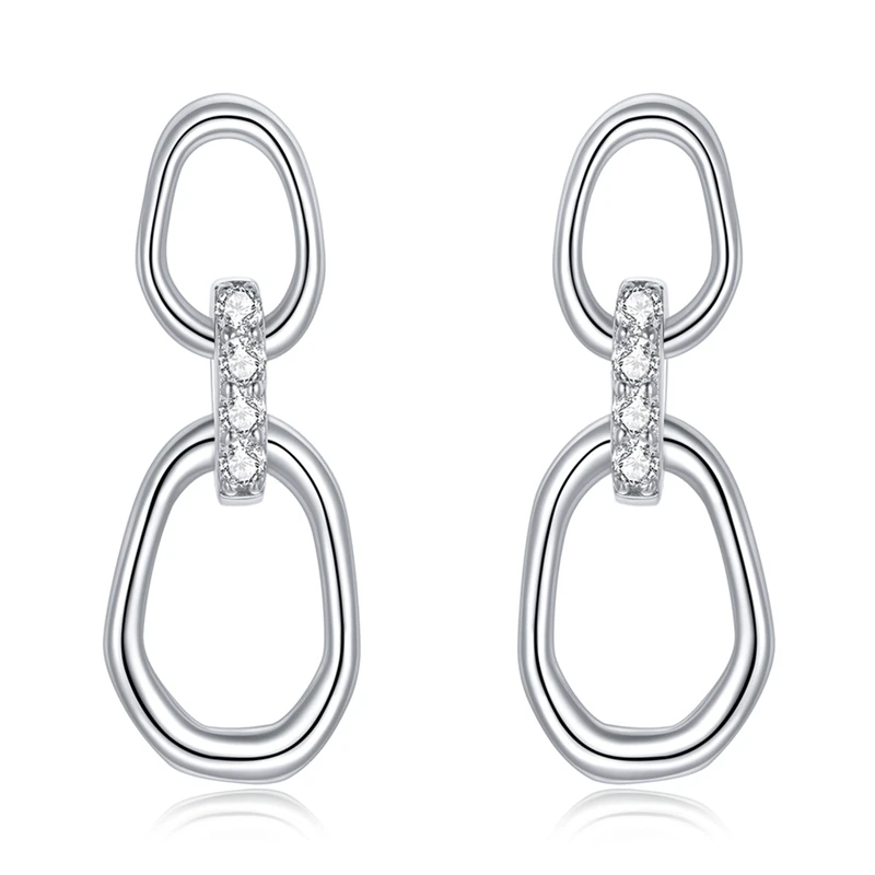 

SCE1016 Geometric ear buckles jewelry 925 sterling silver CZ stone earrings