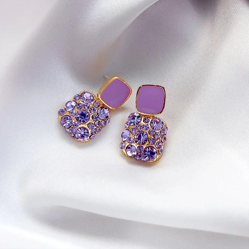 

fashion crystal geometric good quality cheap earrings made in china