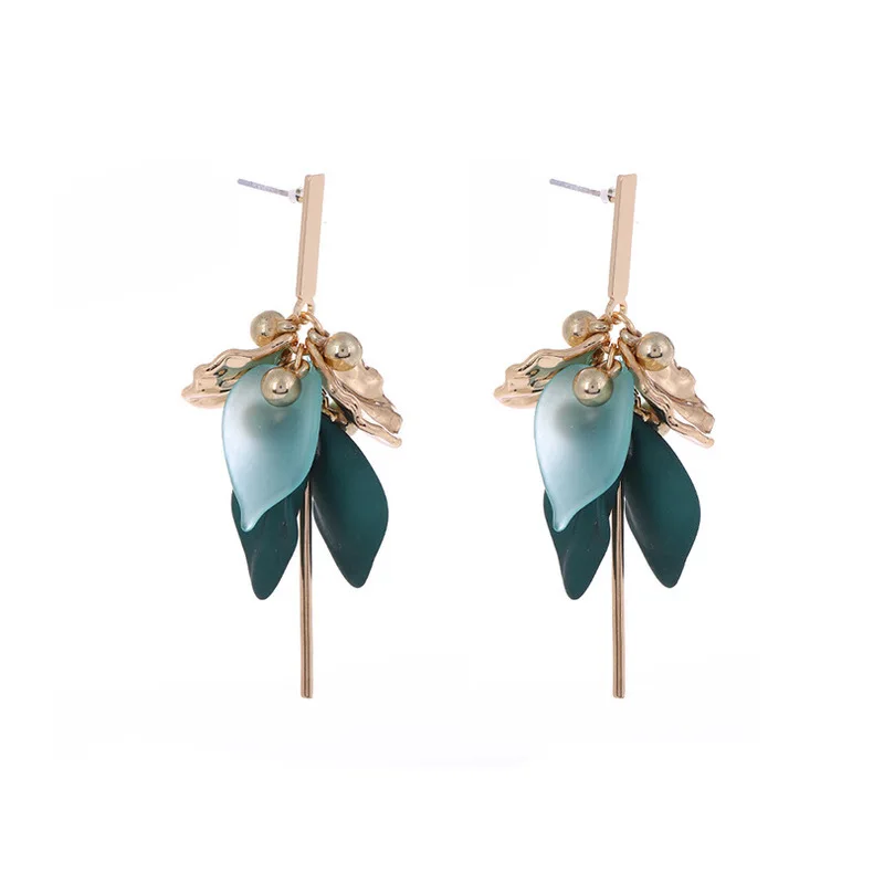 

New jewelry irregular gold bead earrings female fashion tassel earrings INS resin flowers for women, As pic show