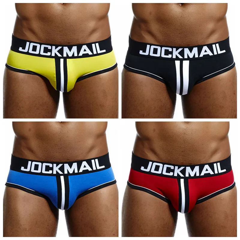 

JOCKMAIL brand men underwear sexy exposed hip briefs cotton hollow boxer male open back underpants Open crotch shorts, 4 colors