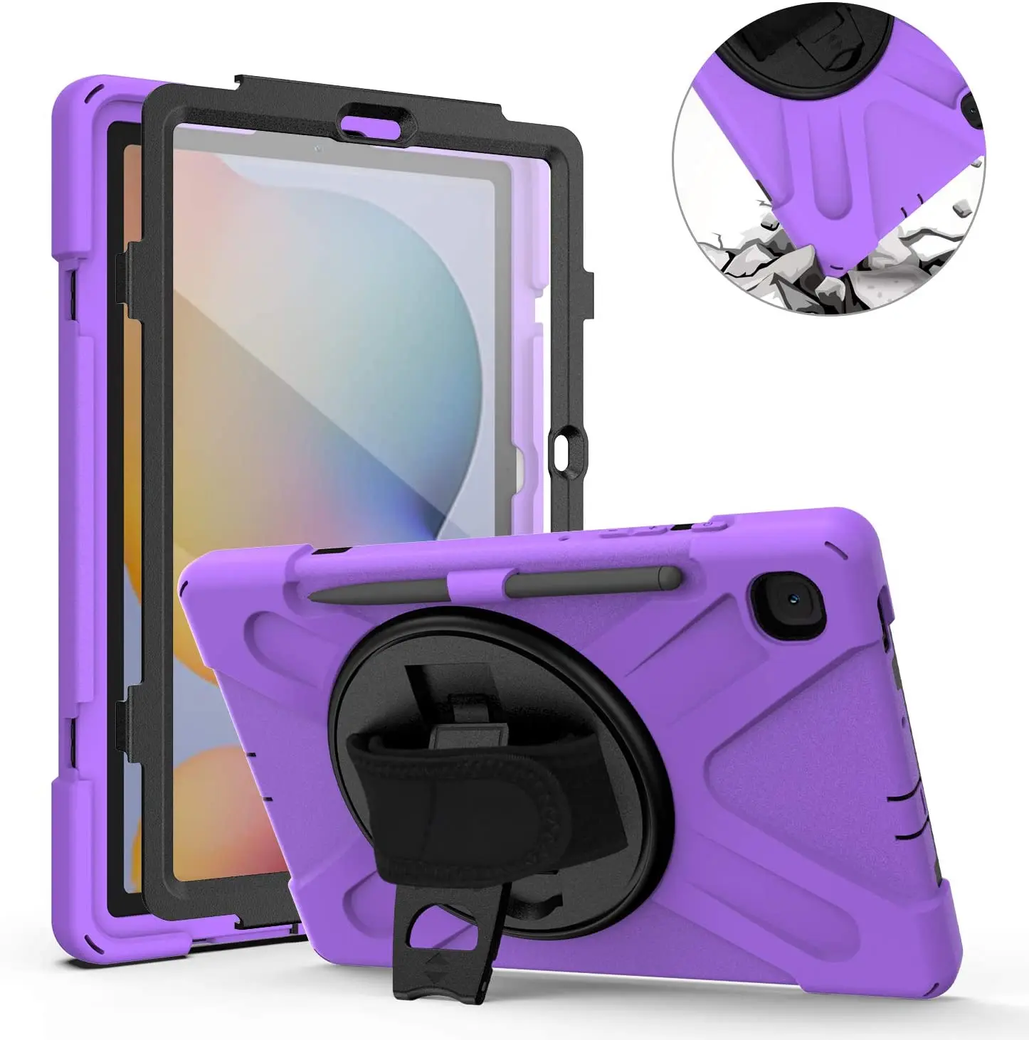 

Shockproof Rugged Case For Samsung Galaxy Tab S6 Lite With Stylus Holder 10.4" 2020 P610/615 Cover With Neck Strap