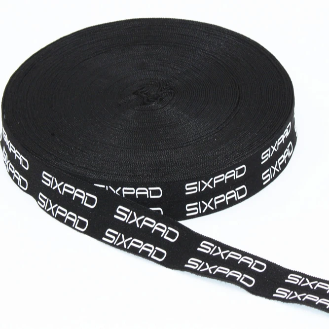 

custom logo lettering jacquard no shuttle elastic band for sports bra