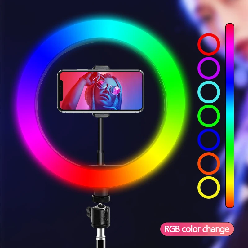 

Hot Sale 6 inch led selfie small fill RGB ring light with remote control multi color