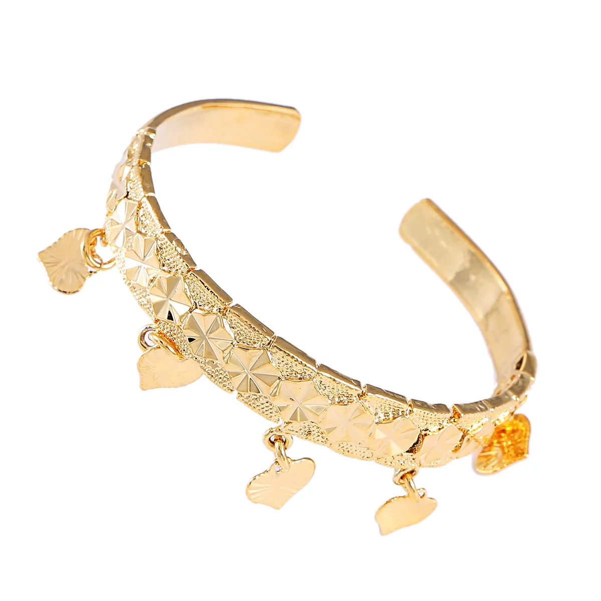 

Small Bangle For Baby Kids Gold Color Charm Bracelet Trendy Heart Jewelry Christmas Gift