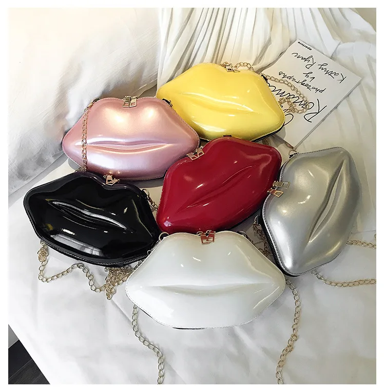 

2021 New Clutch Women Hand Bags Candy Color Women Lips Bag Chain Shoulder Messenger Bag, 6 colors