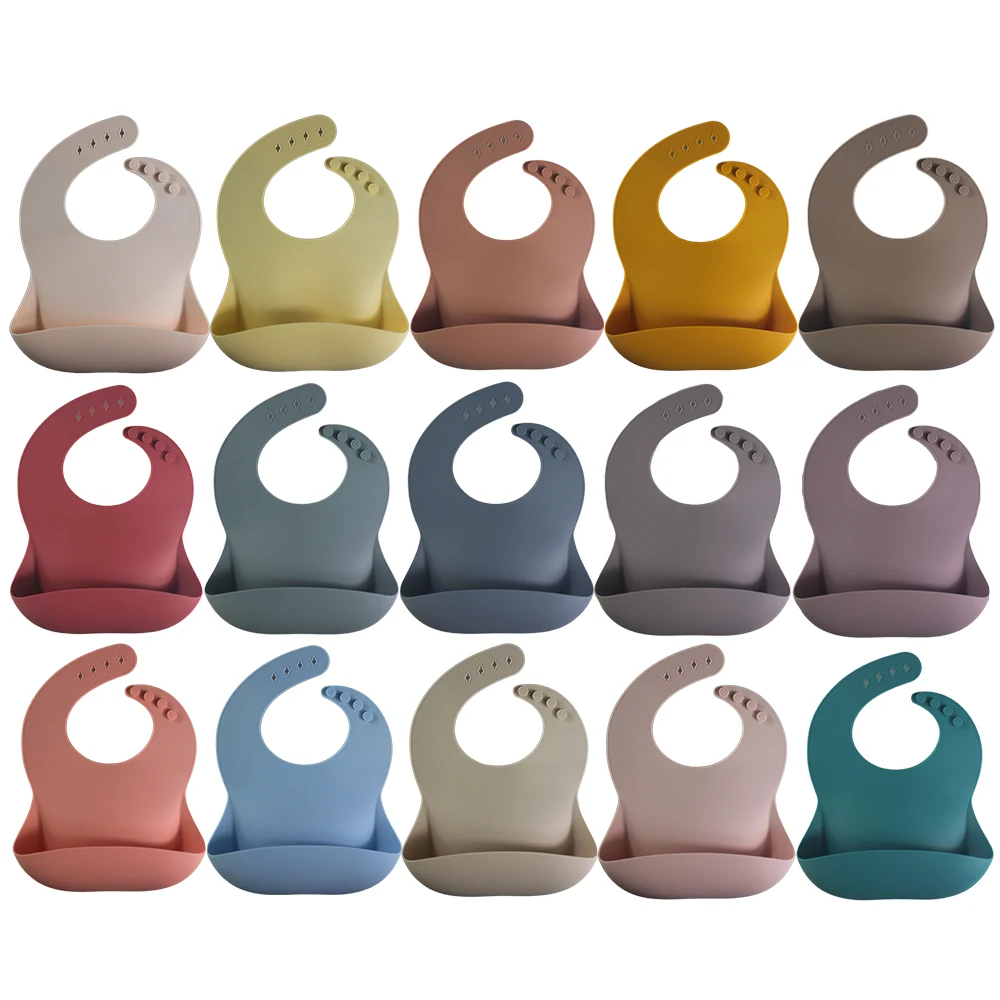 

Silicone Baby Bibs Easily Wipe Clean - Comfortable Soft Waterproof Adjustable Snaps Bib Keeps Stains Off, Custom color