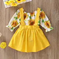 

Kids Children Clothing Girl 2pcs Outfits Set Long Sleeve Baby's Tropical Printed Coat Sweater Top + Dresses Clothes