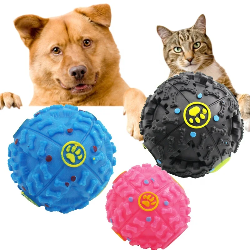 

Wholesale Interactive Squeak Dog Treat Ball Durable Training Snack Pet Dog Food Feeder Ball Toy