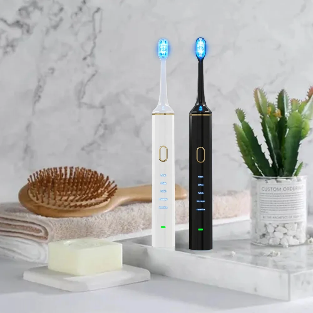 

3 Years Shelf Life GlorySmile Battery Ultrasonic Electric Toothbrush Daily Brushing Electrical Toothbrush, Black