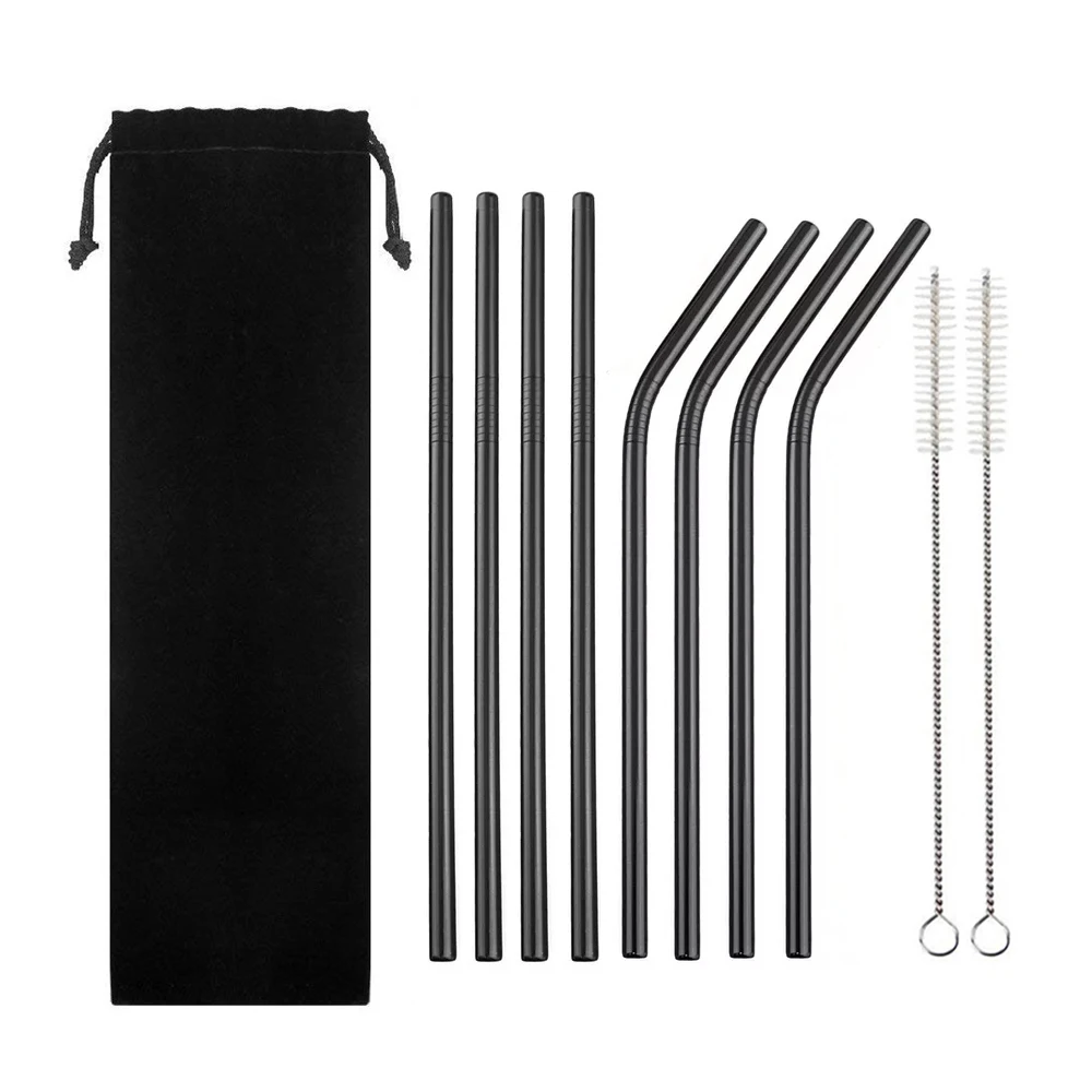 

Wholesale Custom logo drinking 304 stainless steel straws reusable metal straw set