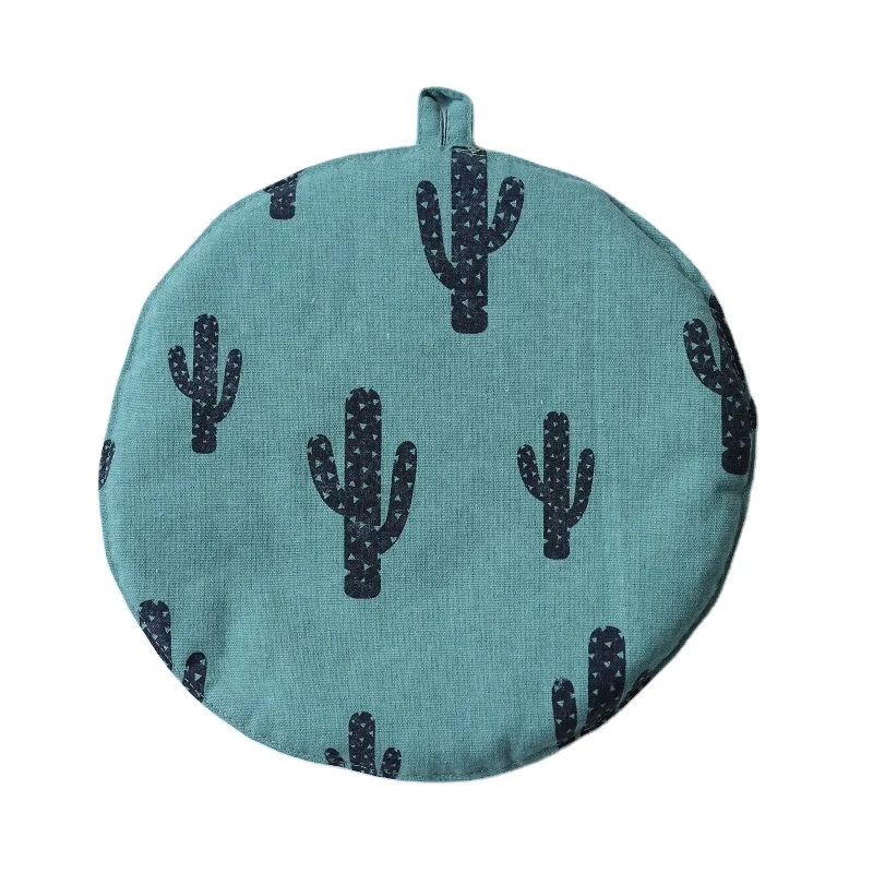 

Home department store wholesale cactus cotton linen simple cute small fresh heat insulation anti-scalding placemat