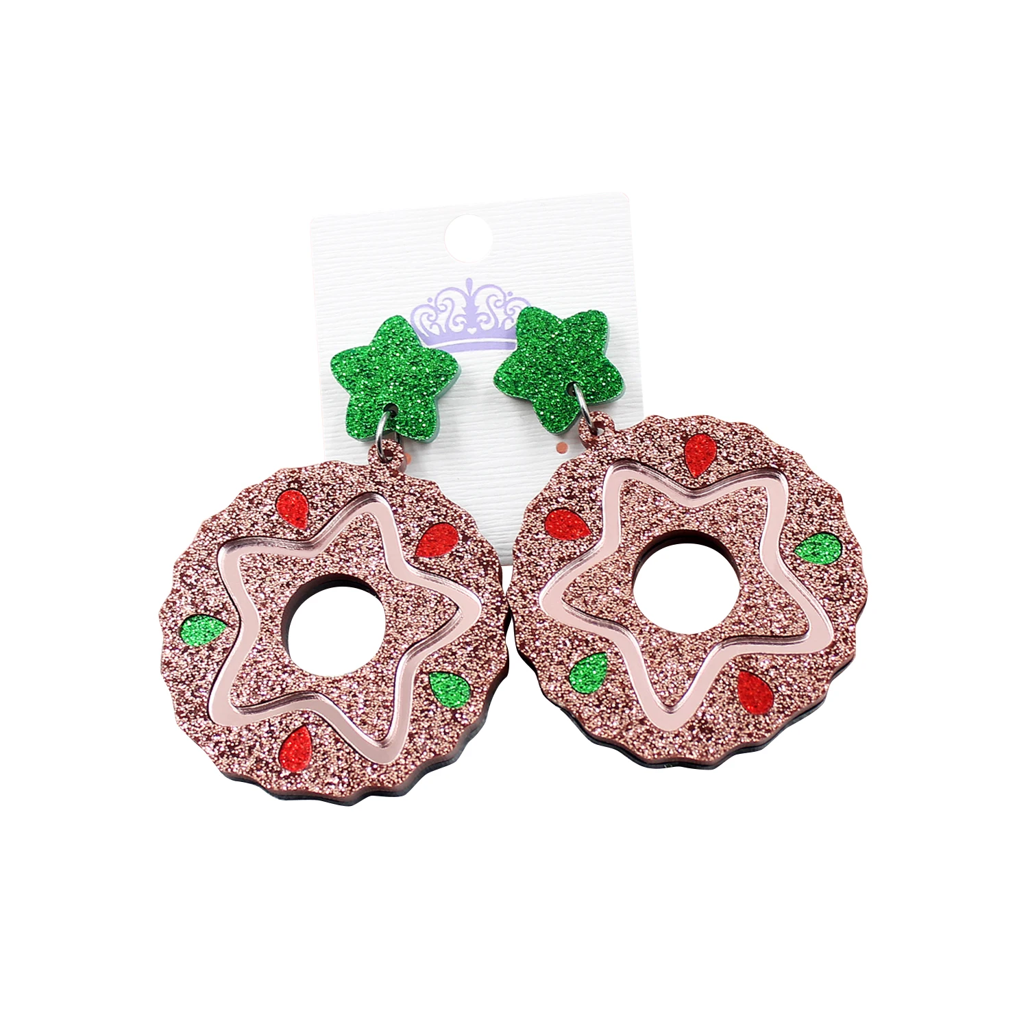 

HP068- Doughnuts Dangle Earrings Christmas Earrings Holiday Statements Donut Acrylic Earrings, As picture