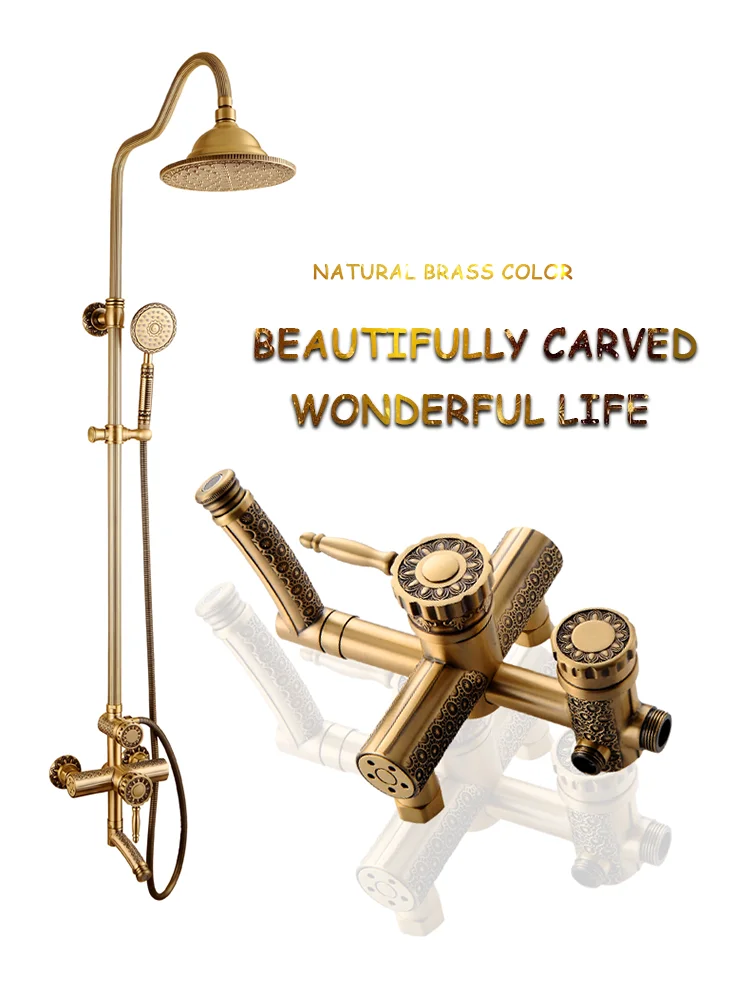 Classic new design brass antique washroom shower faucet set