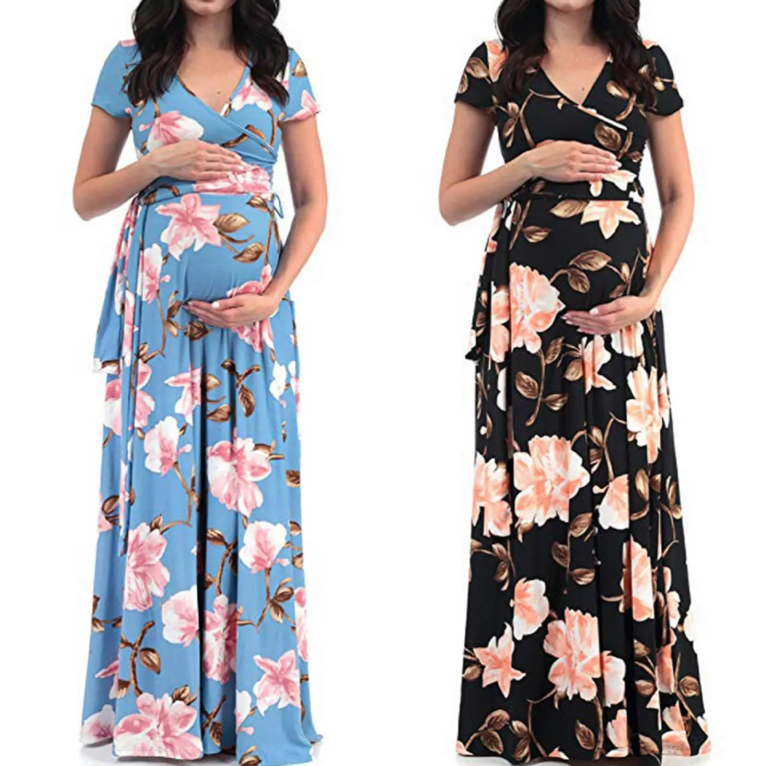 

Maternity Clothing Floral Pregnant Dress Maternity Dresses, As shown