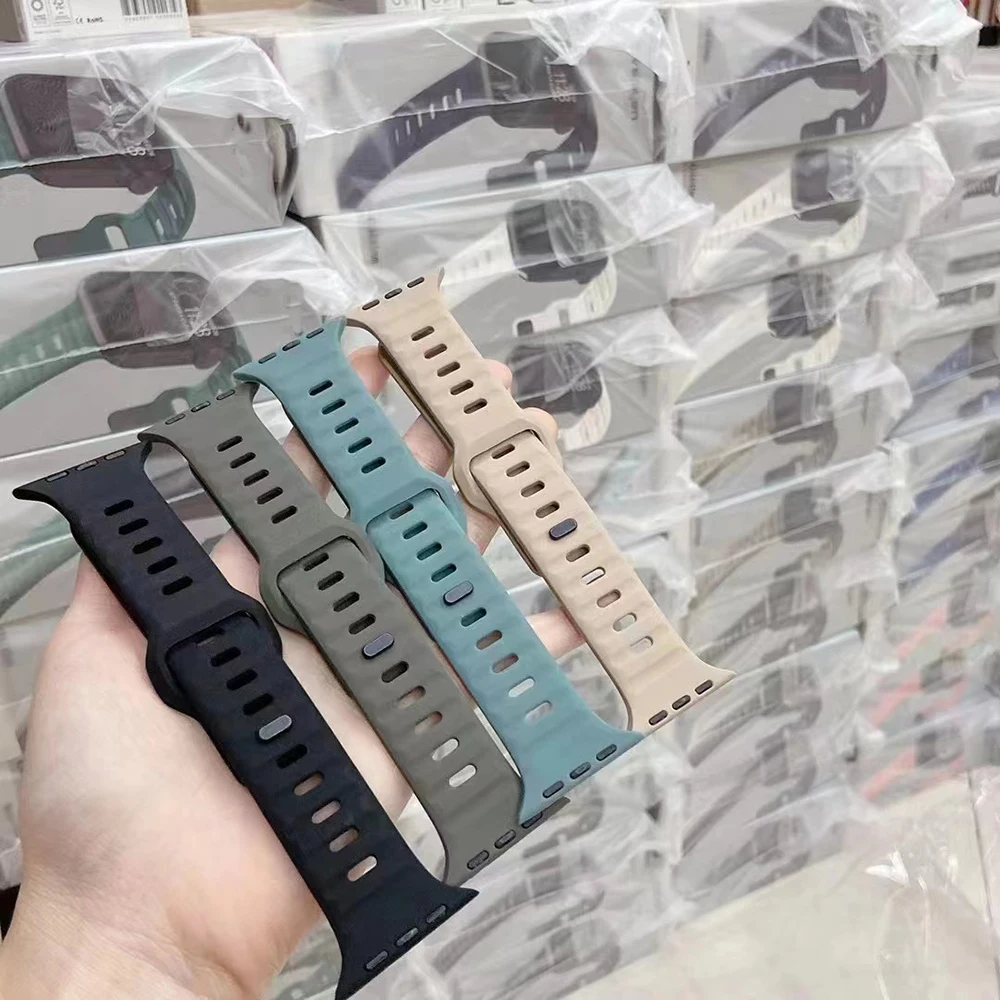 

New Design Sport Silicone Rubber Wrist Watch Strap for Apple Watch Band Series Customize strap appl watch armband