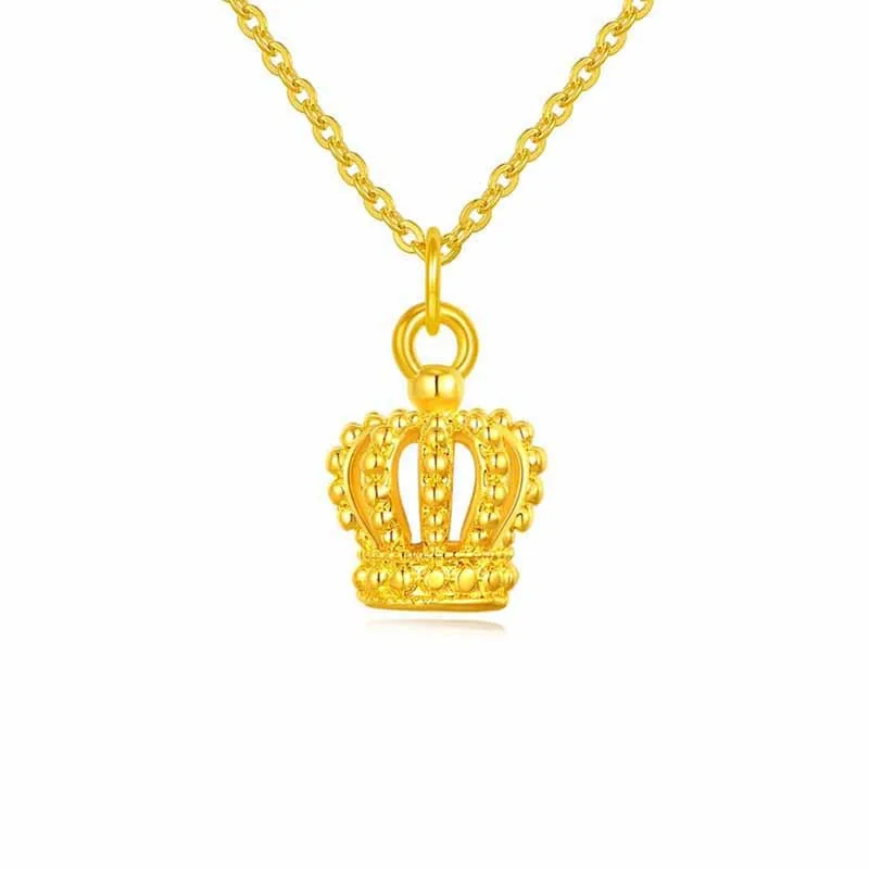 

Certified Gold Wholesale Pure Gold 999 Princess Three-Dimensional Hollow Crown Necklace 3D Hard Pure Gold Choker Best-Seller