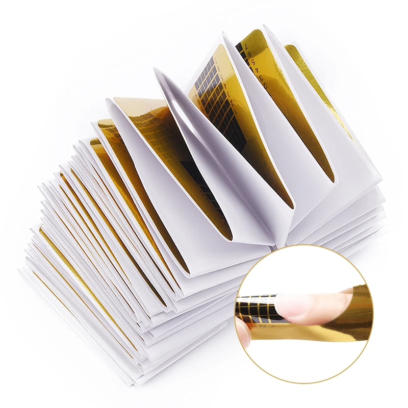 

Rosalind high quality finger nail paper tray 100pcs/set long acrylic nail art forms paper for nails extension