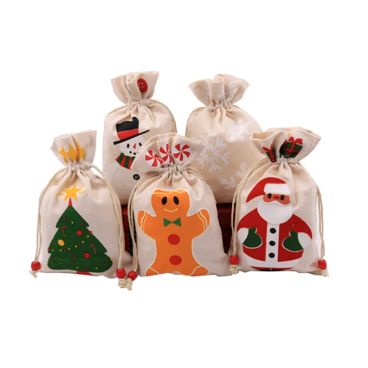 

Fashion 15*23 cm Promotional Gift Bags Cotton Drawstring Pouch For Christmas, Customzie