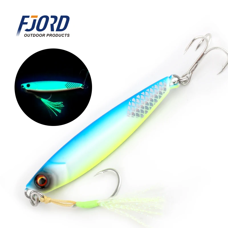 

FJORD Hot Sale Jigging Lure 30G 40G 60G Jig Lure Luminous Lead Fish 3D Eyes with Fishing Scale
