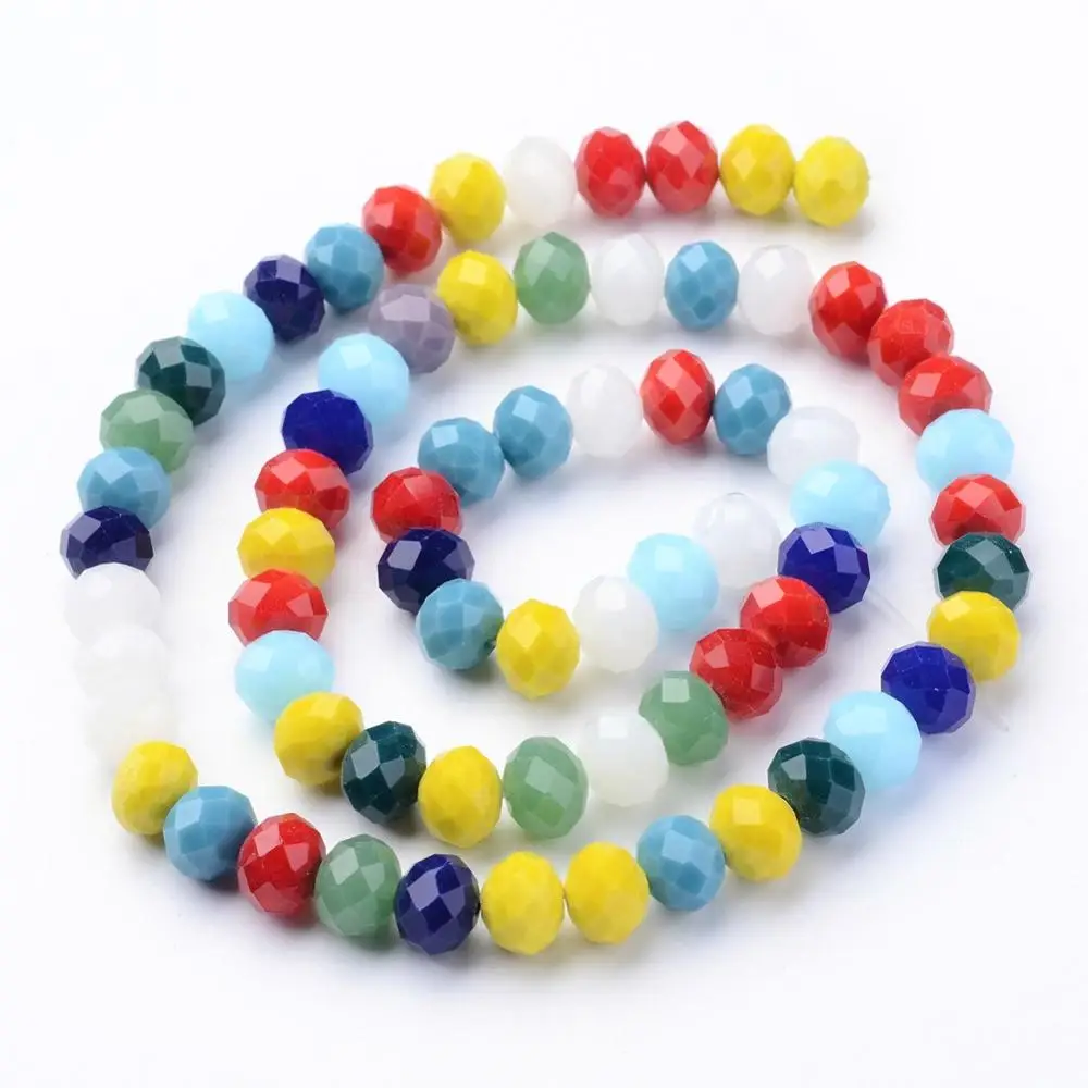 

PandaHall 6mm Faceted Rondelle Pearl Luster Plated Imitate Jade Glass Beads