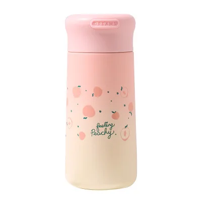

Hot sale 304 stainless steel pink peachs cartoon patterns thermos outdoor portable vacumn flask, As picture