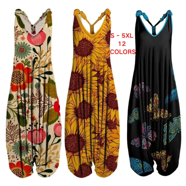 

Wholesale Woman Harem Jumpsuit Geometric Print Loose Plus Size Casual Suspender Jumpsuit 5XL Harem Jumpsuit Women, Picture color