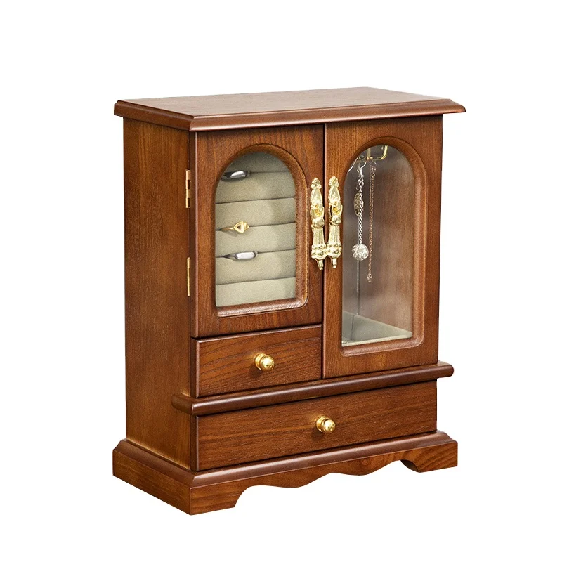

Fashion custom design small-scale luxury brown wooden jewelry storage box