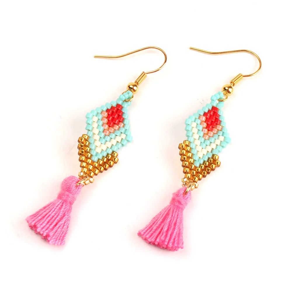 

Japanese delica miyuki beads earrings jewelry fashion simple tassel earrings, Mix