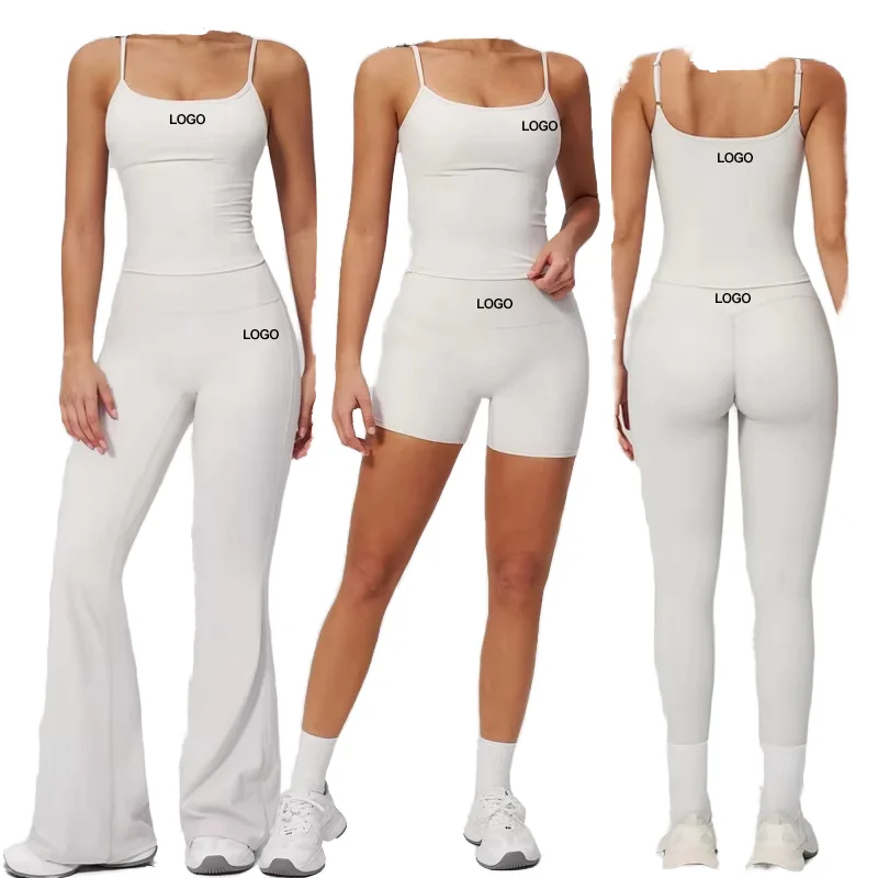 4-Piece Set Quick-Dry Solid Color瑜伽服套装