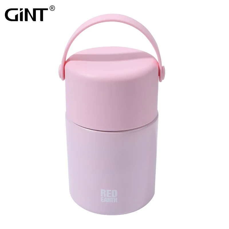 

GiNT 700ml Factory Direct Double Wall 304 Stainless Steel Food Jar Portable Vacuum Lunch Boxes with TPE Handle, Customized colors acceptable