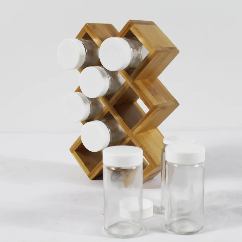 Bamboo Spice Rack,8jar Bamboo Countertop Spice Rack Organizer,Free