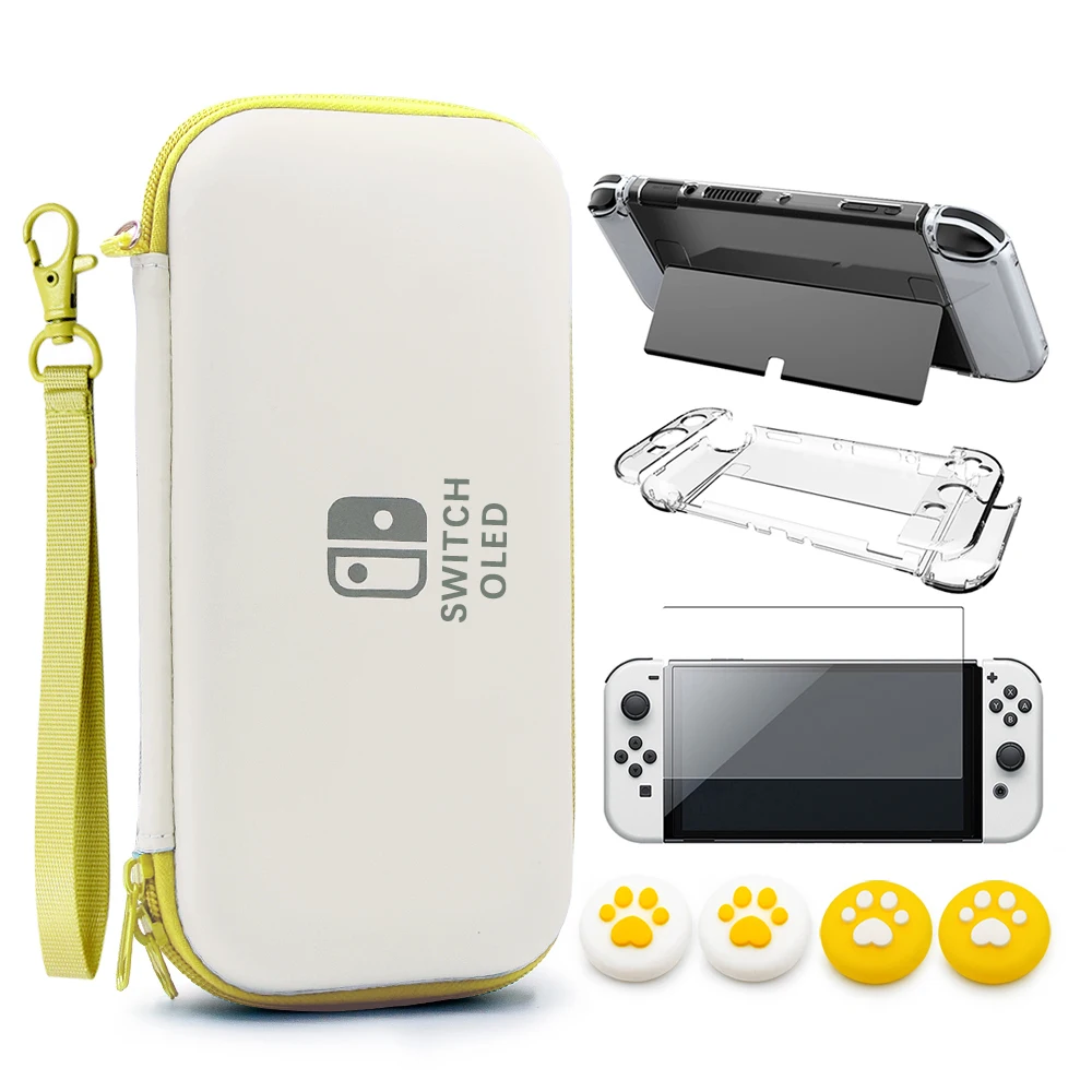 

Hard Protective Storage Bag Portable Dirt Resistant bag with hand strap Easy Carrying Case for Nintendo Switch OLED Host, Green/yellow/gray