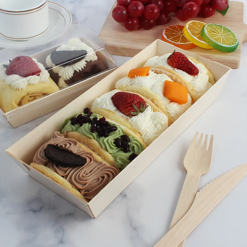 

Biodegradable Disposable Wooden Lunch Bento Box Sushi Cake Box Takeaway Food Packaging Containers