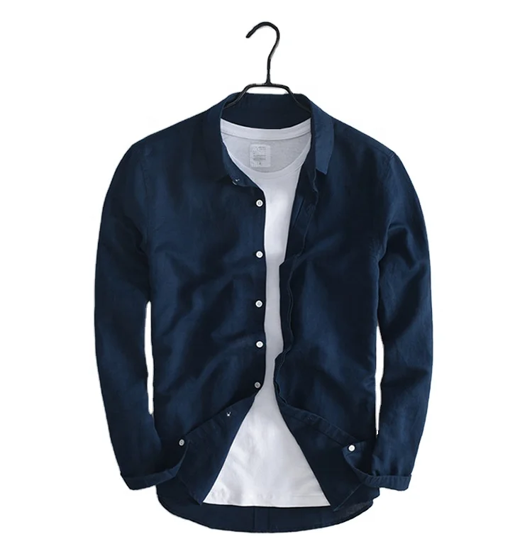 

Custom men shirts comfortable casual solid color organic hemp cotton shirts2021