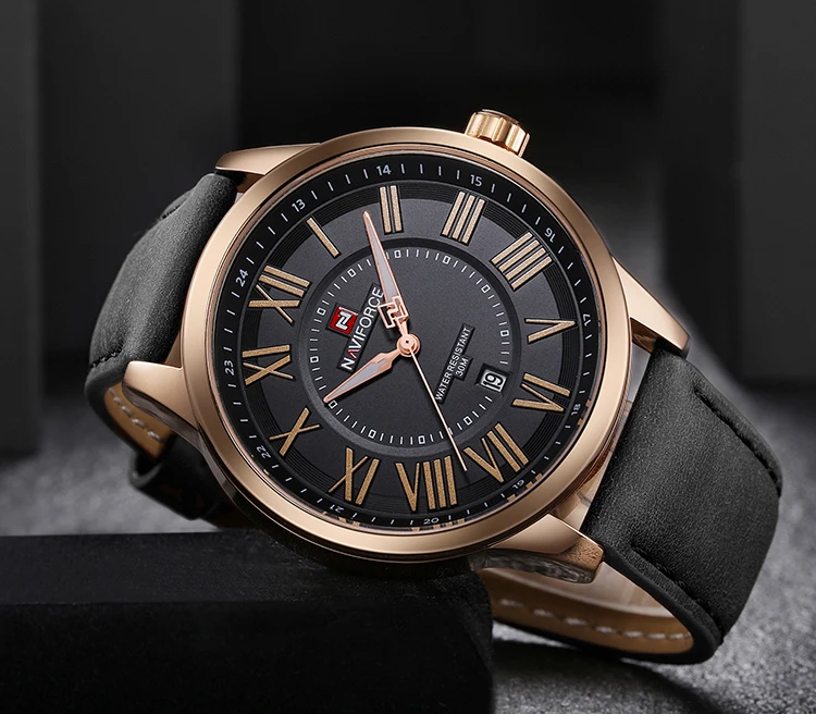 NAVIFORCE NF9126 super super male quartz watch nice PU leather strap Luminous calendar minimal Casual watch supplier Alibaba