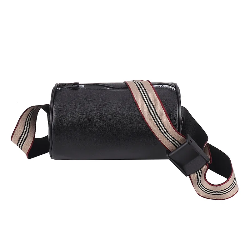 

INS Hot Fashion Hobo Plain Black Cylinder Bags Women Handbags Ladies Shoulder Sling strap round bucket bag