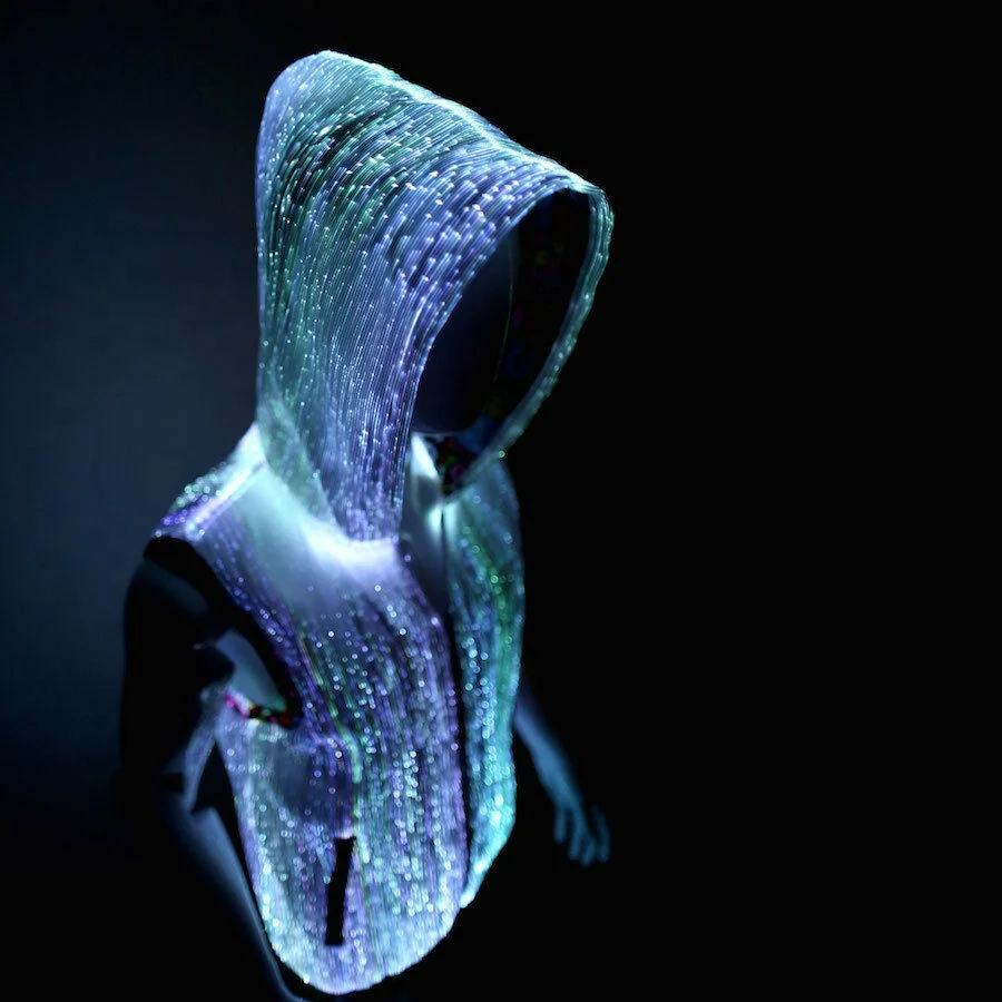 

2020 NEW ARRIVALS Night Event Optic Fiber Clothes Light Up Cool Hoodie for men EDM Burning Man Fiber Optic Clothing Rave Outfits