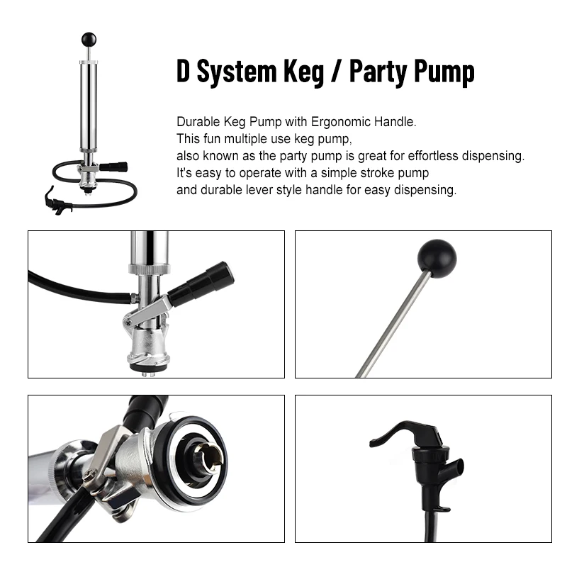 8 Inch Homebrew Beer Dispensing Heavy Duty Beer Keg Party Pump For Home
