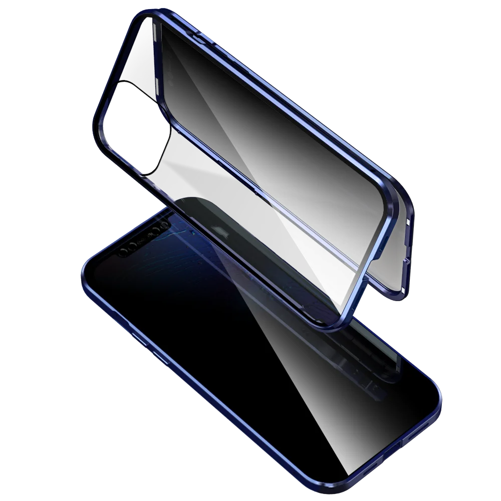 

Leyi Mobile Phone Bags Cases 360 Degree Full Cover Doule Tempered Glass privacy protector magnetic Phone Case For iPhone 12