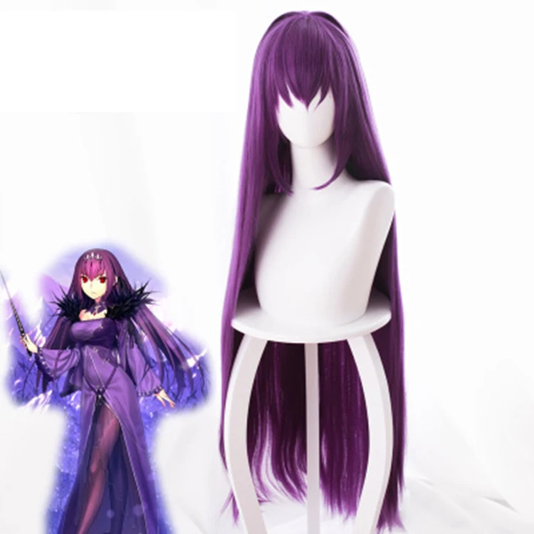 

Funtoninght heat resistant fiber Fate/Grand Order cosplay wigs the role name of Scathach purple cosplay wigs for cosplay wigs, Pic showed