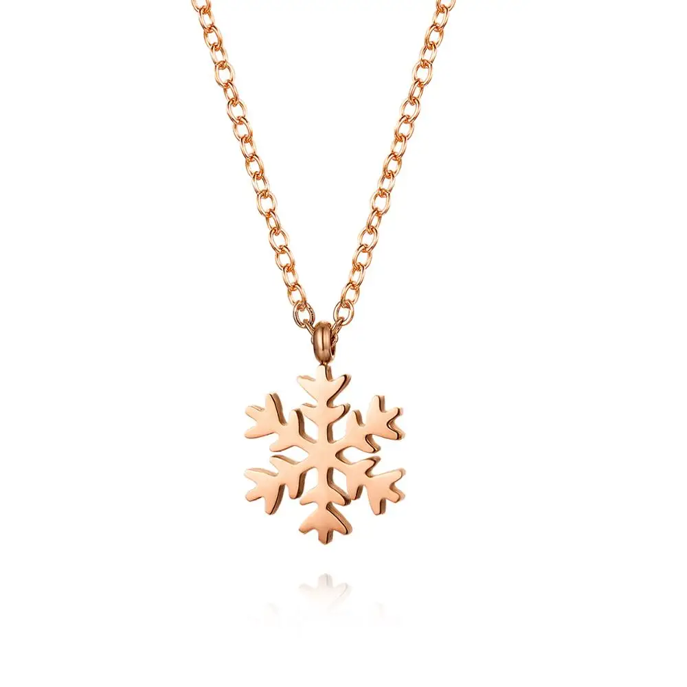 

Loftily Snow Flower Rose Gold Titanium Stainless Steel Pendant Necklace Short Choker Necklace, Picture shows