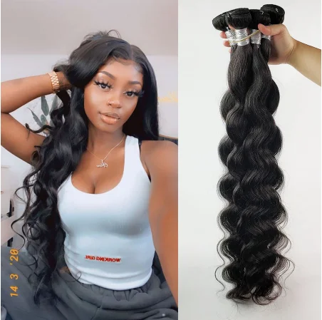 

Brazilian Body Wave Hair Bundles Natural Human Hair Weave Bundles 8-30 Inch Remy Hair Extensions