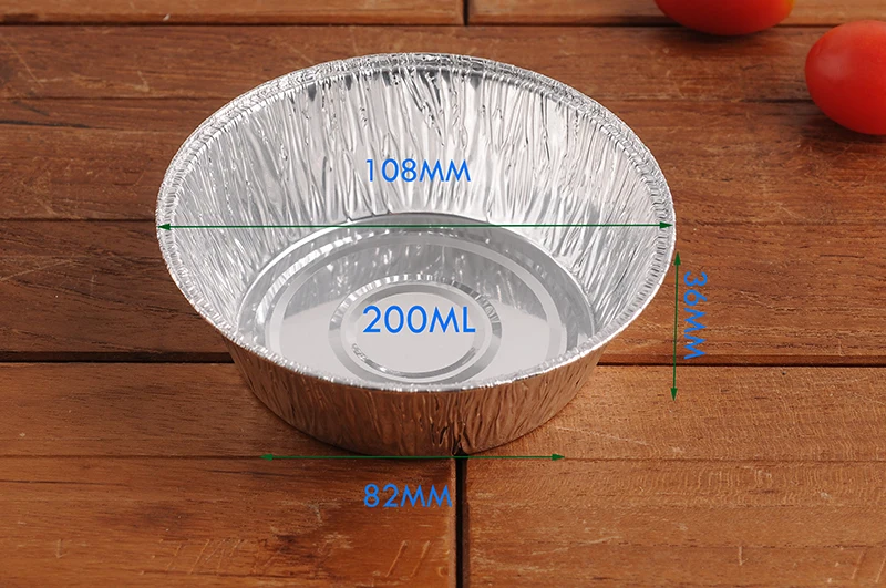 200ml Disposable Round Aluminum Foil Baking Cup Pudding Cup Soup Bowl