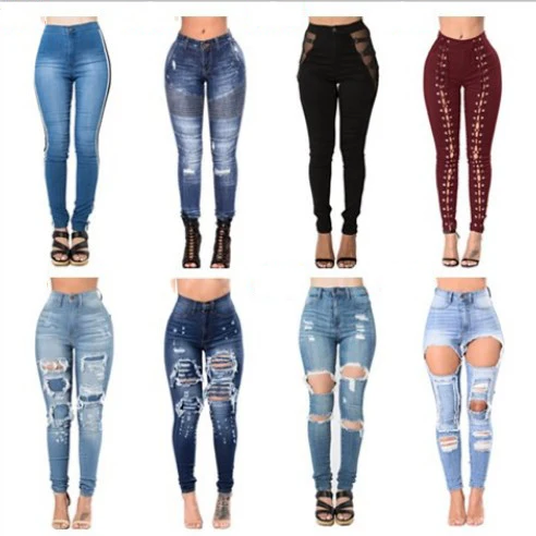 

Casual/Ripped/Skinny/Lace up New denim pants Jeans woman