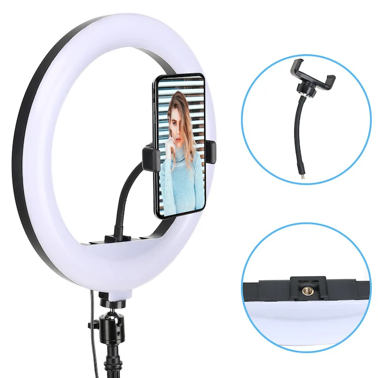 

Live Video LED Selfie Ring Fill Light Photographic Lighting 12 Ring Fill Light with Remote Controller, Black