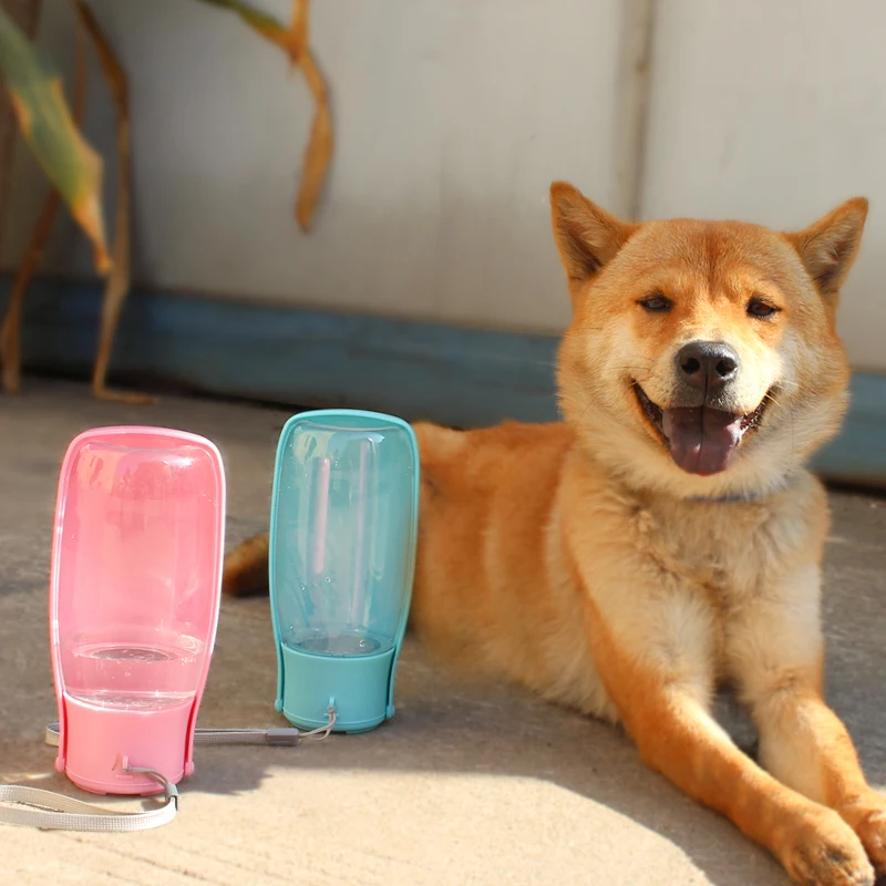 

550ml Foldable Pet Dog Water Bottle Travel Puppy Drinking Bowl Cup Outdoor Pets Water Feeder Dispenser, Turquoise/pink/white