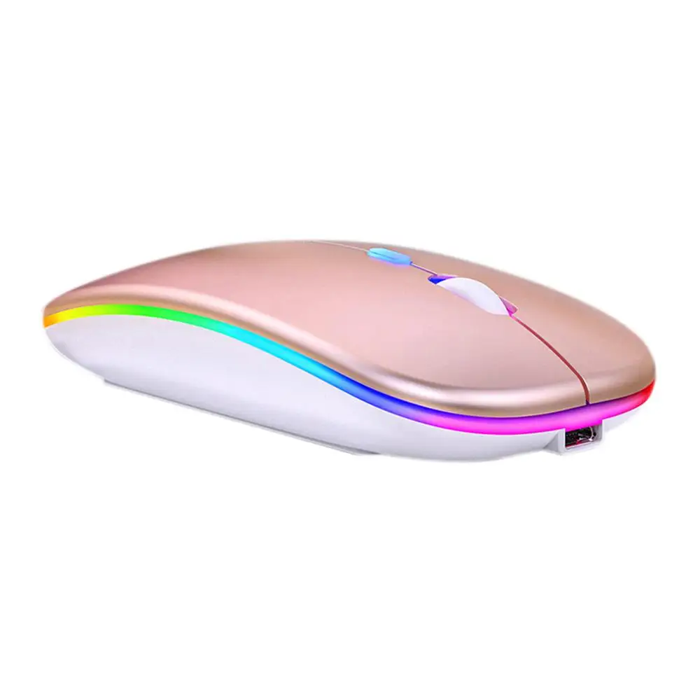 

Soundless Wireless Optical Travel Mouse 2.4G Rechargeable Magic Computer Mouse 1600 DPI Silent Gamer Mouse with RGB Color Light