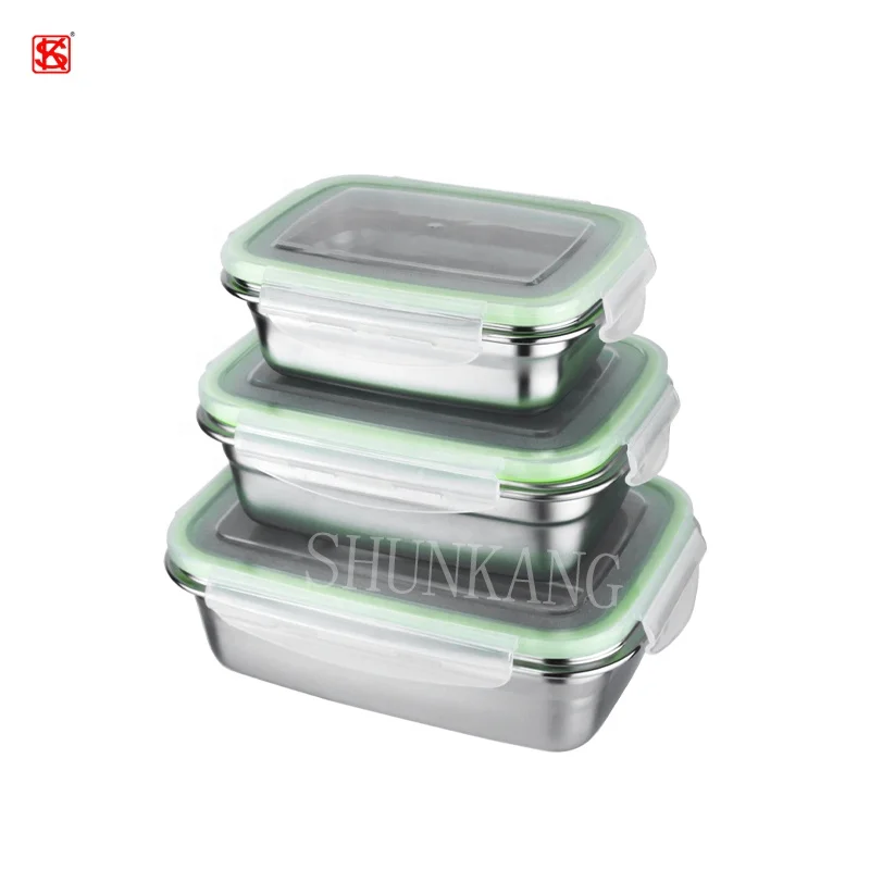 

Amazon Korean style leak proof food box stainless steel food boxes set, Natural